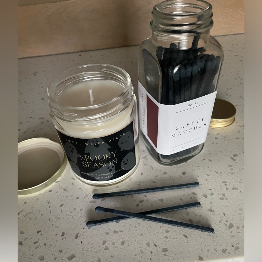 New Spooky Season Candle with Black Safety Candles
